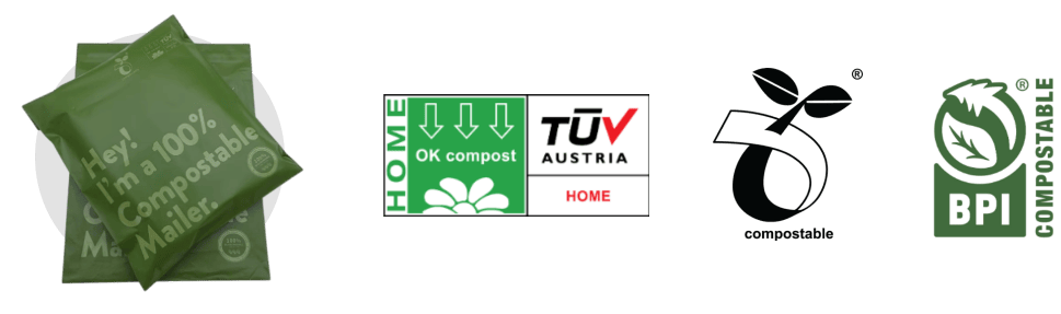 compostable mailer bags with certification logos